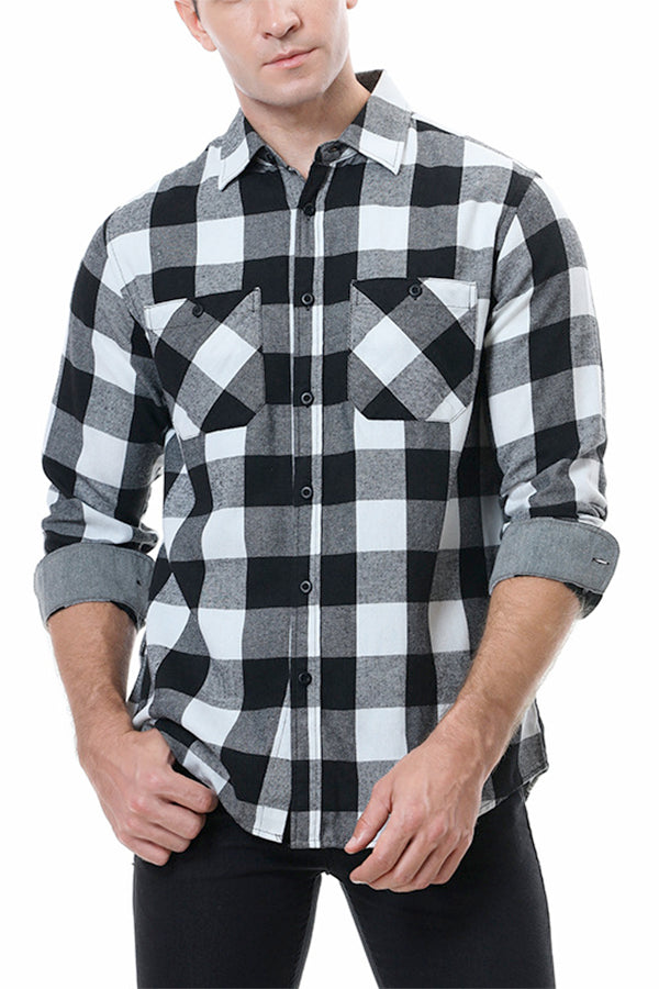 Wrinkle-Free Button-Down Flannel Shirt