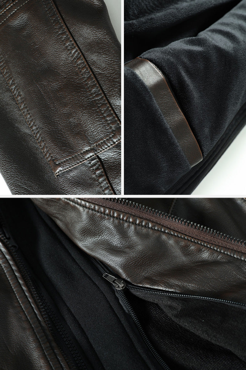 Detachable Hood &amp; Faux Leather Jacket