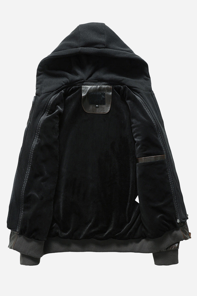 Detachable Hood &amp; Faux Leather Jacket