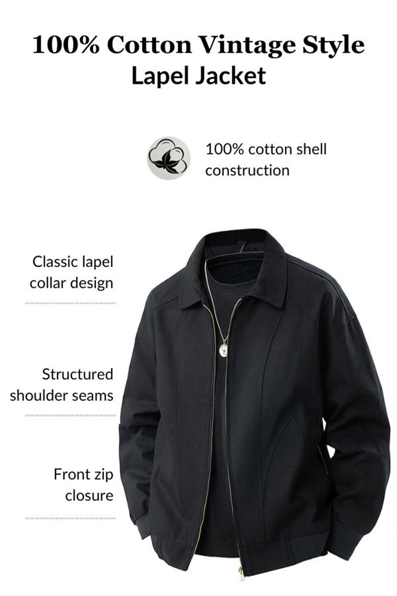 100% Cotton Vintage Style Lapel Jacket