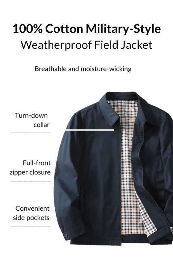 100% Cotton Military-Style Weatherproof Field Jacket