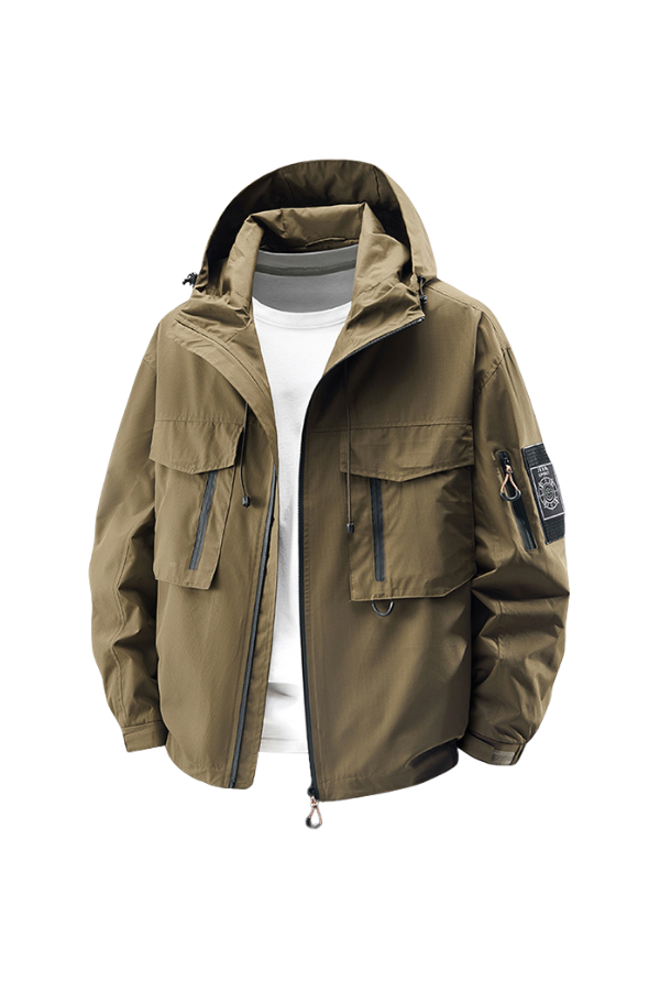 Hooded Outdoor Workwear Jacket with Mesh Lining