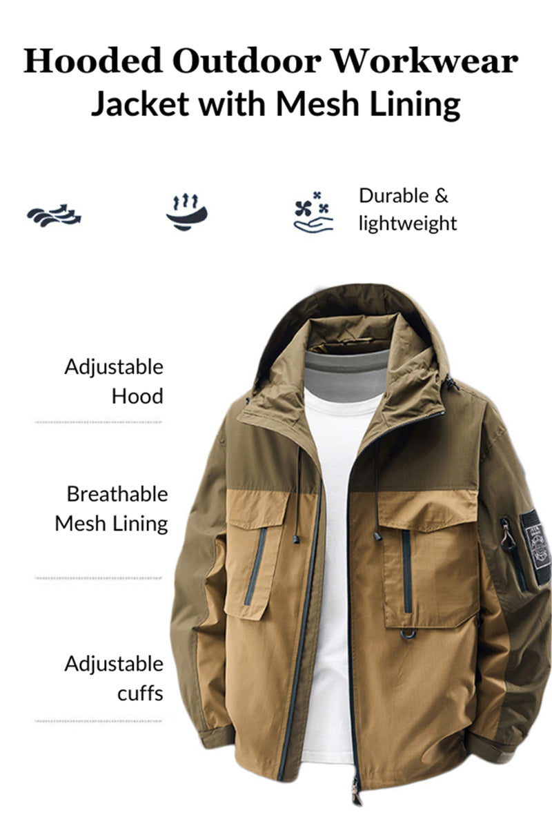 Hooded Outdoor Workwear Jacket with Mesh Lining