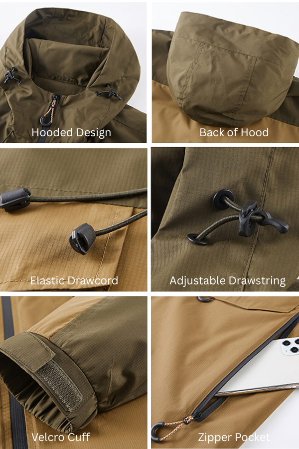 Hooded Outdoor Workwear Jacket with Mesh Lining