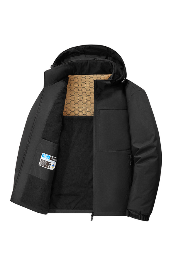 Hooded Fleece-Lined Windbreaker with Thick Warm Layer