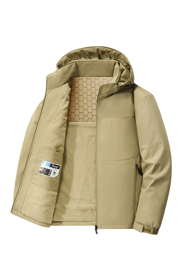 Hooded Fleece-Lined Windbreaker with Thick Warm Layer