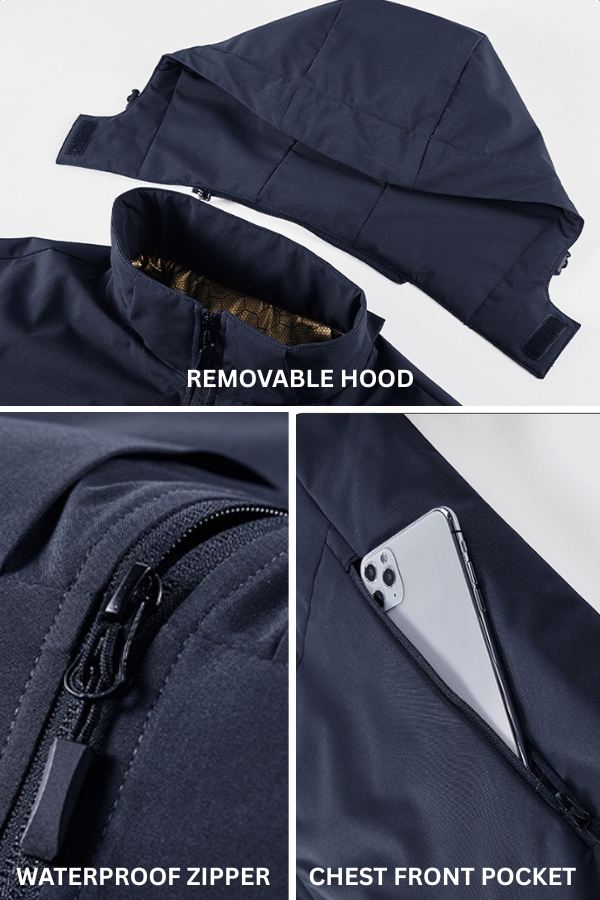 Hooded Fleece-Lined Windbreaker with Thick Warm Layer