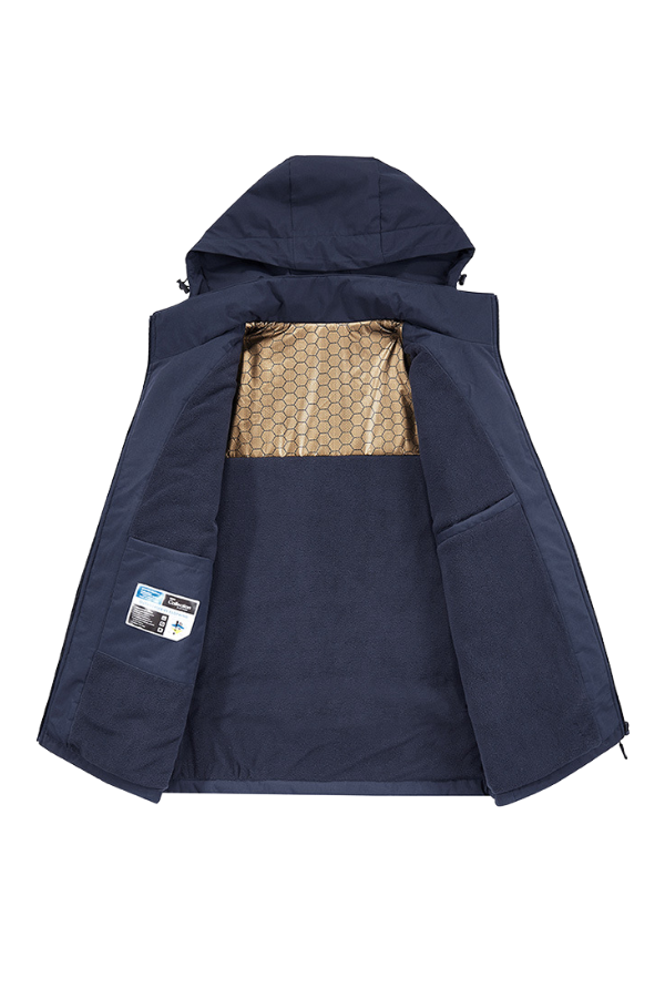 Hooded Fleece-Lined Windbreaker with Thick Warm Layer
