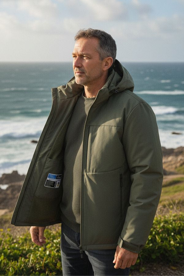 Hooded Fleece-Lined Windbreaker with Thick Warm Layer