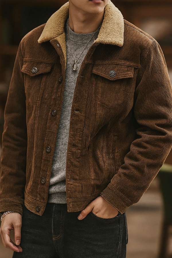 Sherpa Lined Cotton Windbreaker Jacket