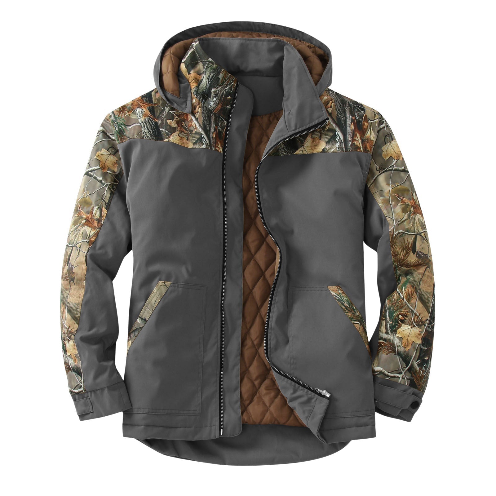 Colorblock Hooded Padded Jacket with Removable Hood