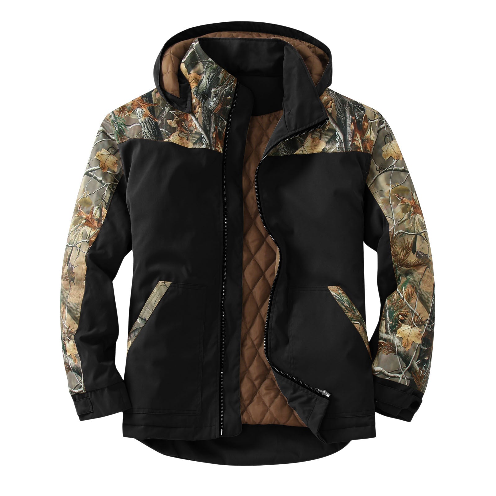 Colorblock Hooded Padded Jacket with Removable Hood
