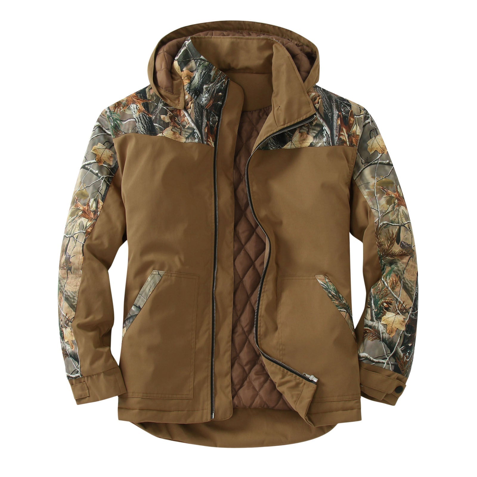 Colorblock Hooded Padded Jacket with Removable Hood