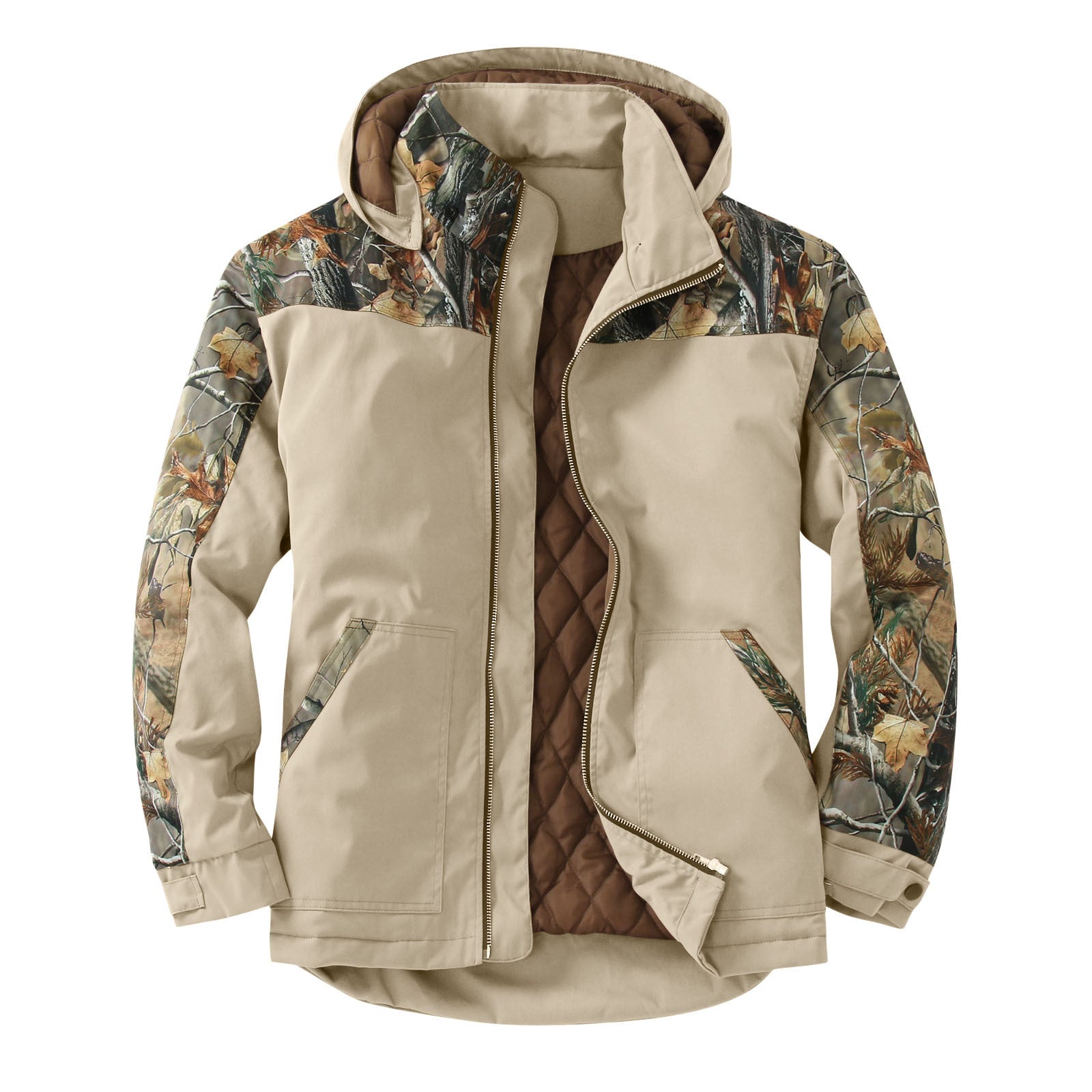Colorblock Hooded Padded Jacket with Removable Hood