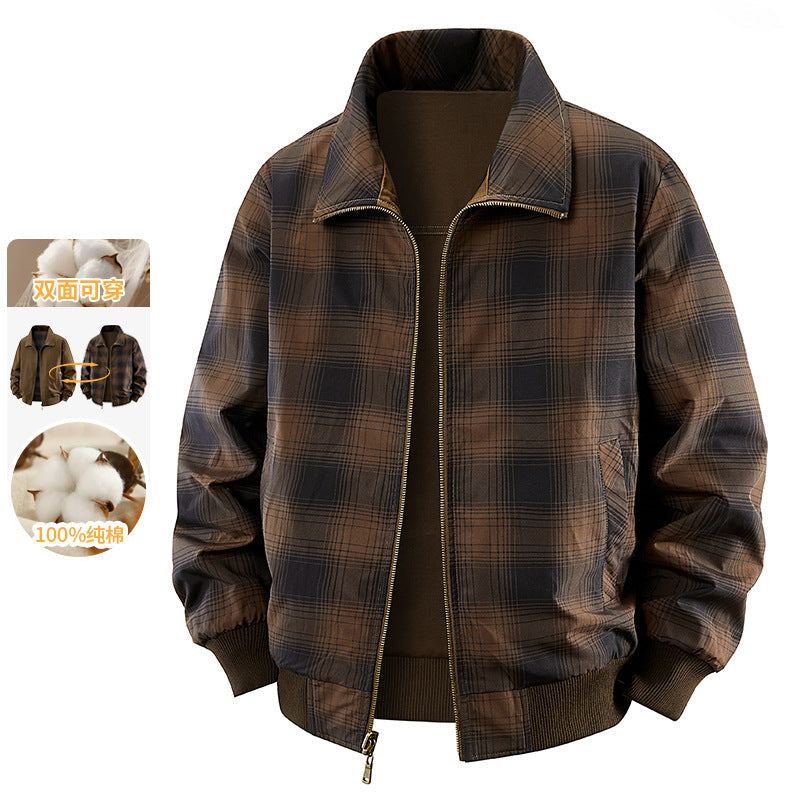 100% Cotton Plaid Reversible Workwear Jacket