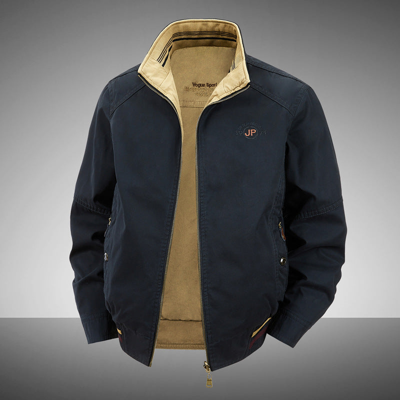 Cotton Reversible Stand Collar Jacket