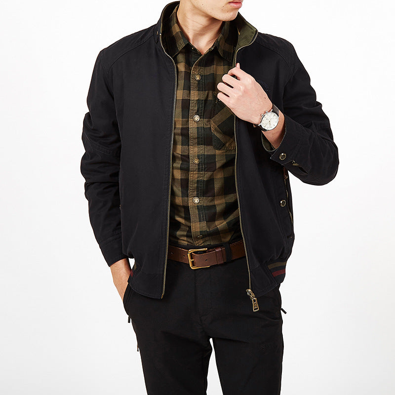 Cotton Reversible Stand Collar Jacket