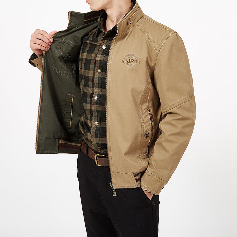 Cotton Reversible Stand Collar Jacket