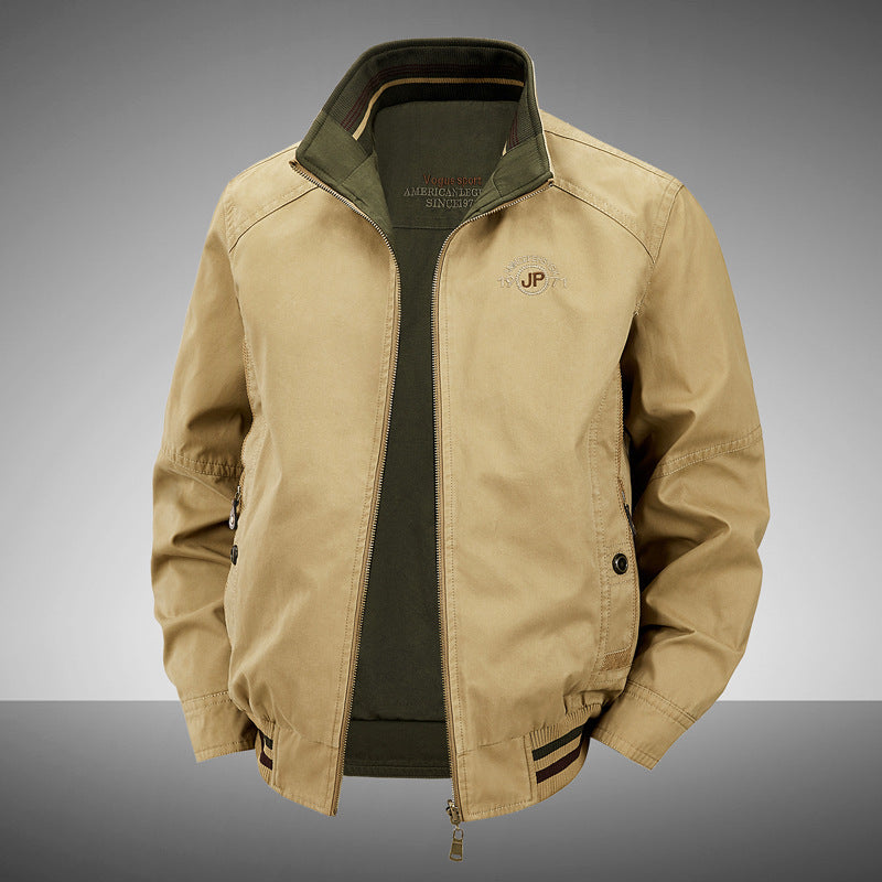 Cotton Reversible Stand Collar Jacket