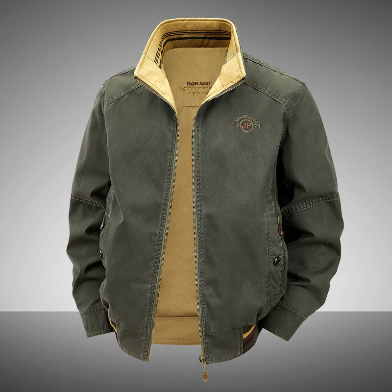 Cotton Reversible Stand Collar Jacket