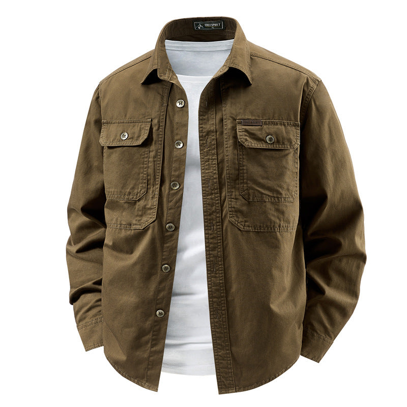 Classic Workwear Long Sleeve Washed Cotton Lightweight Jacket