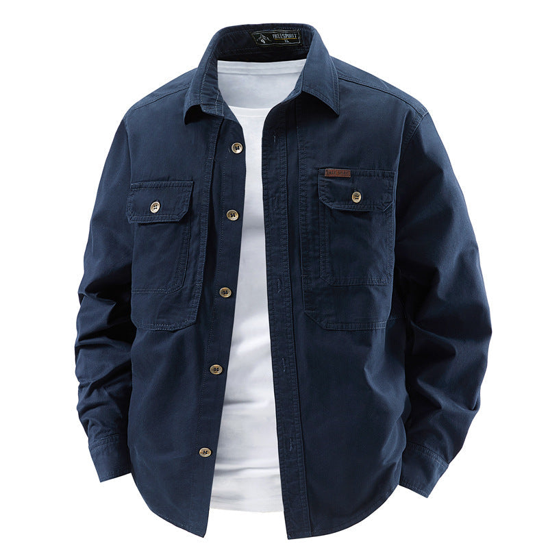 Classic Workwear Long Sleeve Washed Cotton Lightweight Jacket