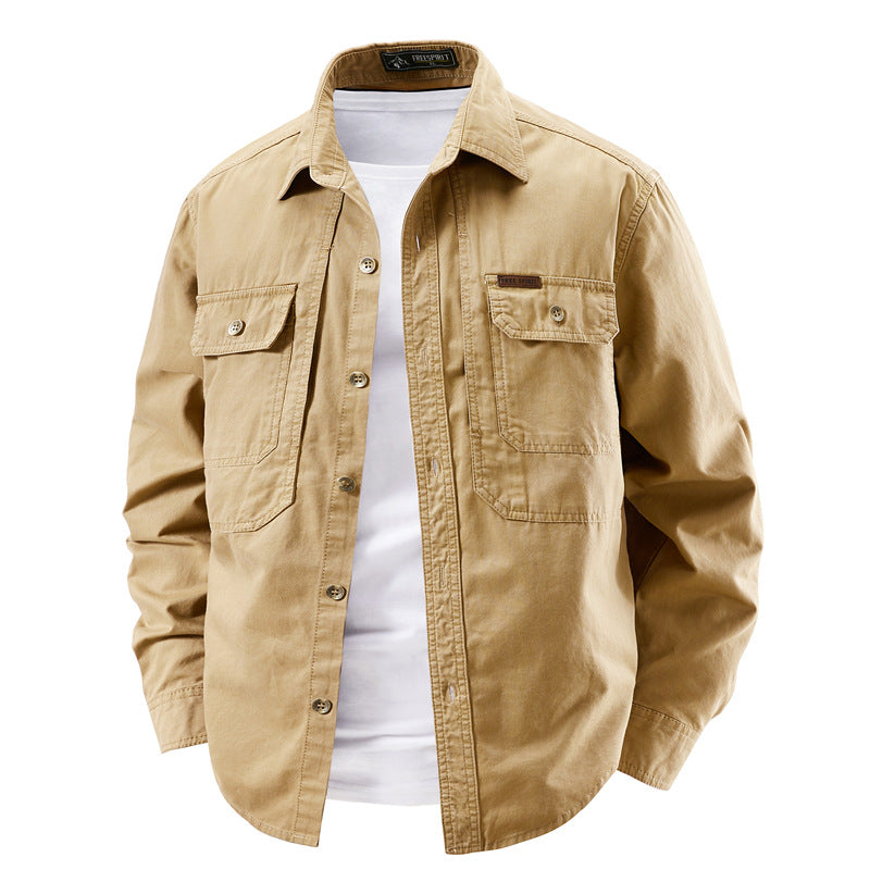 Classic Workwear Long Sleeve Washed Cotton Lightweight Jacket
