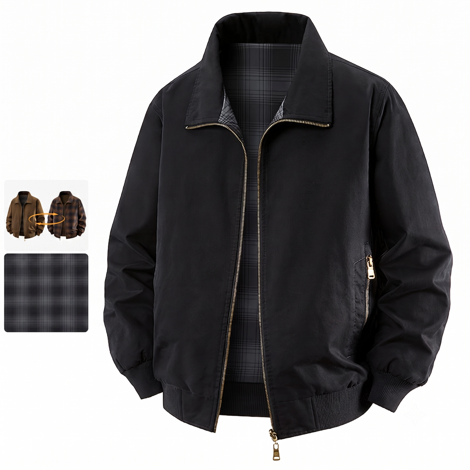 100% Cotton Plaid Reversible Workwear Jacket
