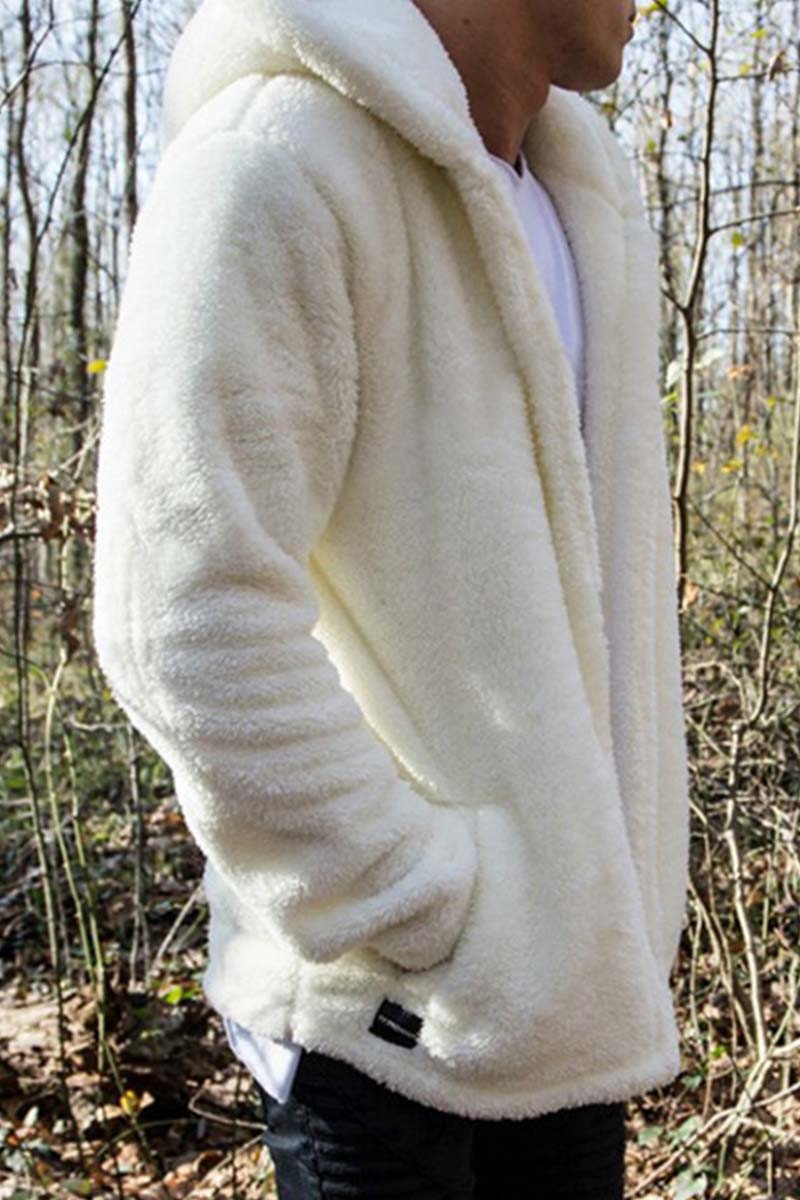 White fluffy fleece jacket sale