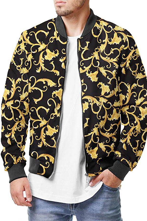Gold Floral Bomber Jacket | Gold Floral | M