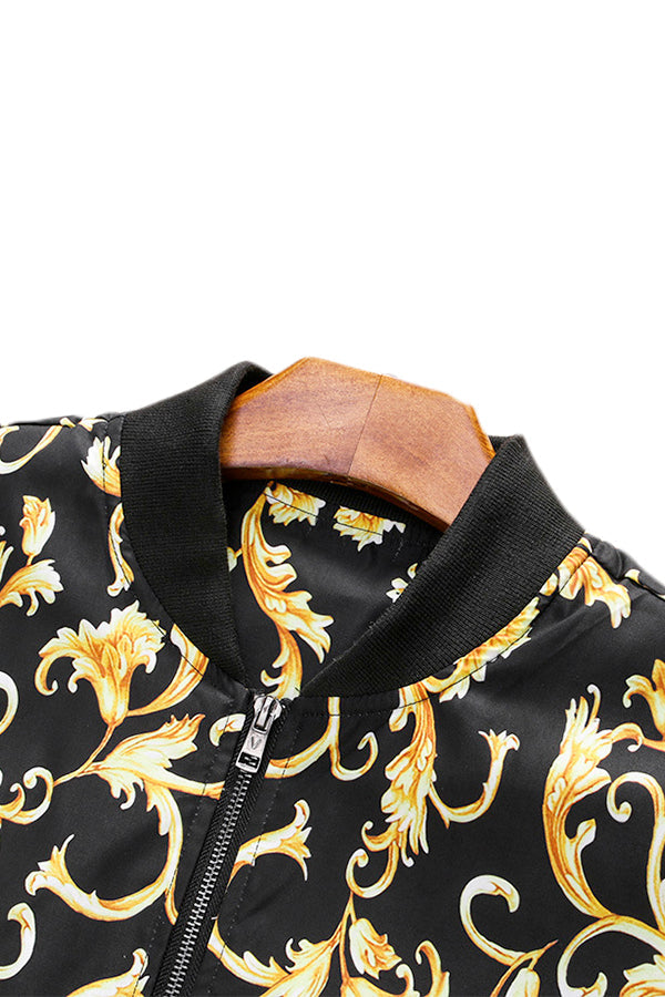 Gold Floral Bomber Jacket