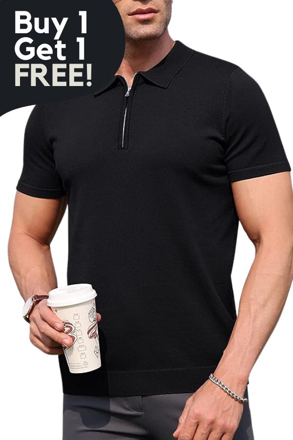 Gentleman&#39;s Favorite: Zip-Neck Jersey Polo (1+ 1 FREE)