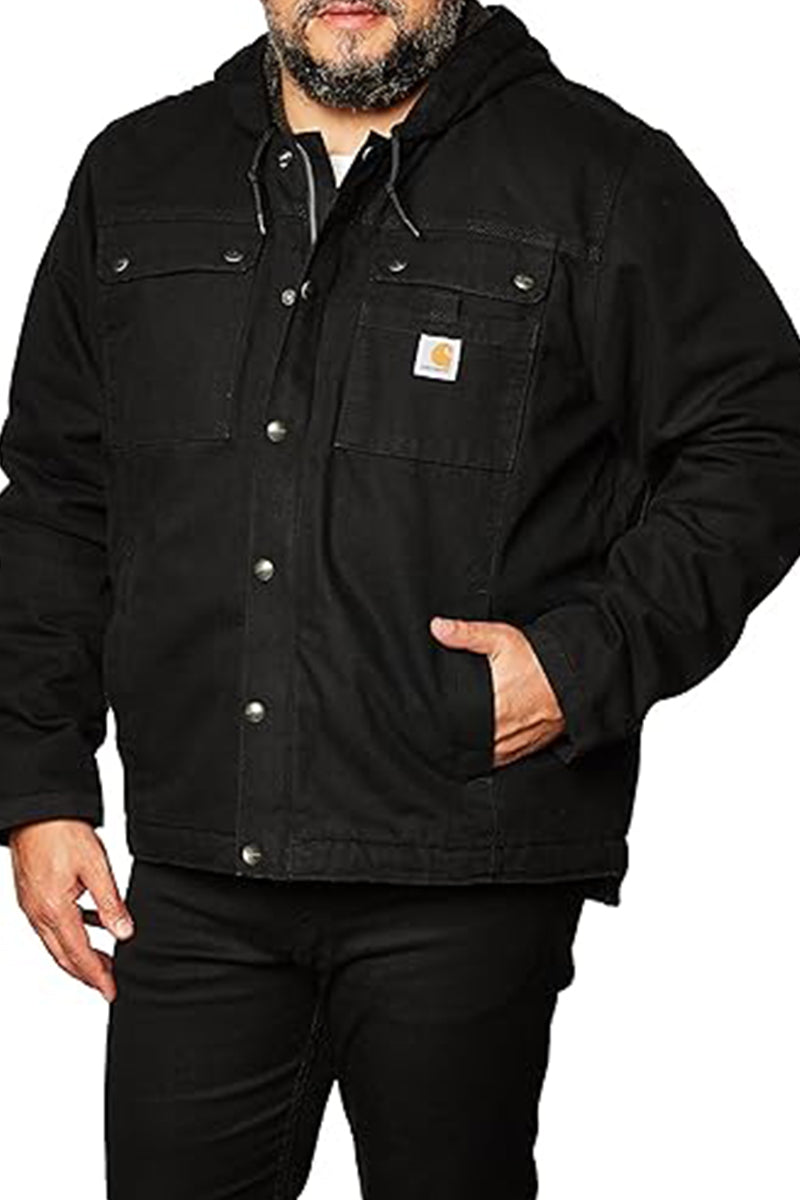 Relaxed Sherpa-Lined Hooded Utility Jacket